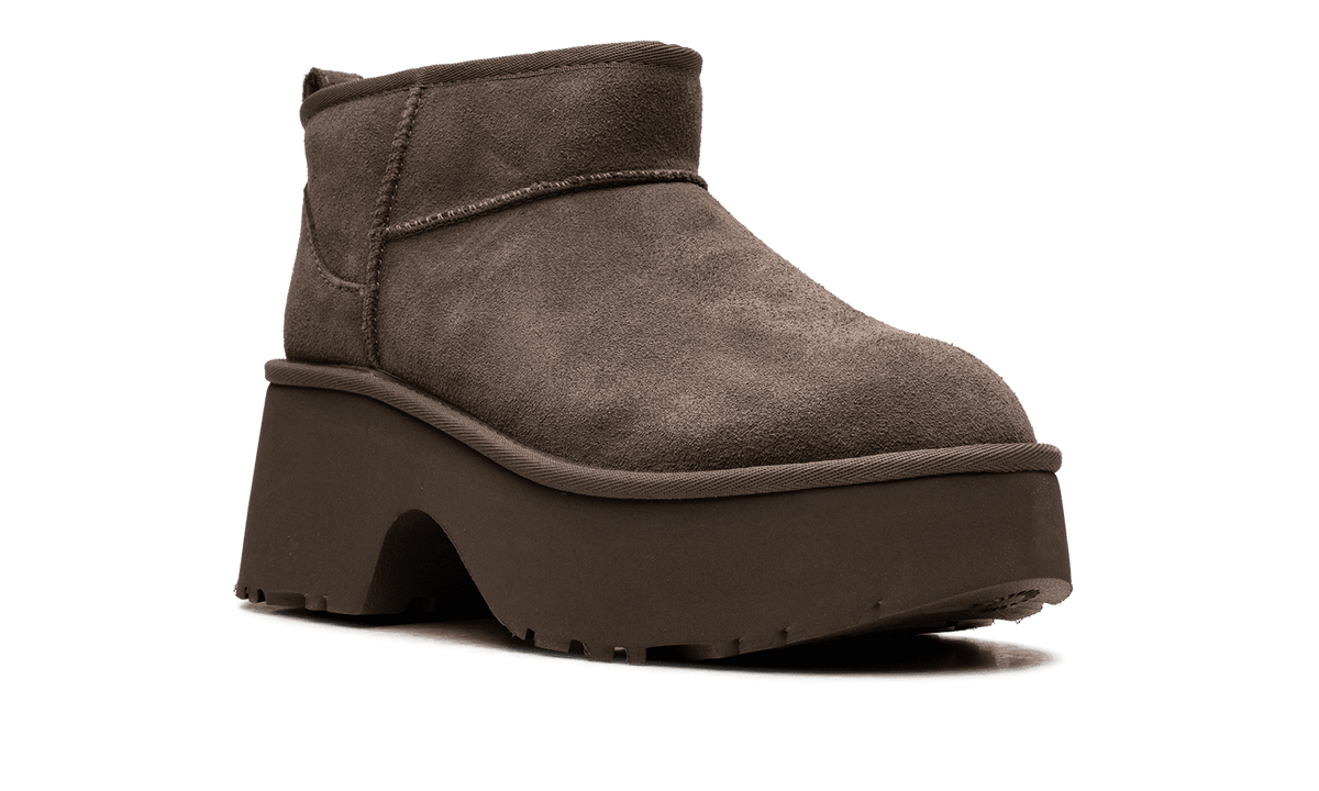 UGG WOMENS Classic Ultra Mini New Heights Boot Womens "Hickory" 1158311 HCK 1158311 HCK from Stadium Goods
