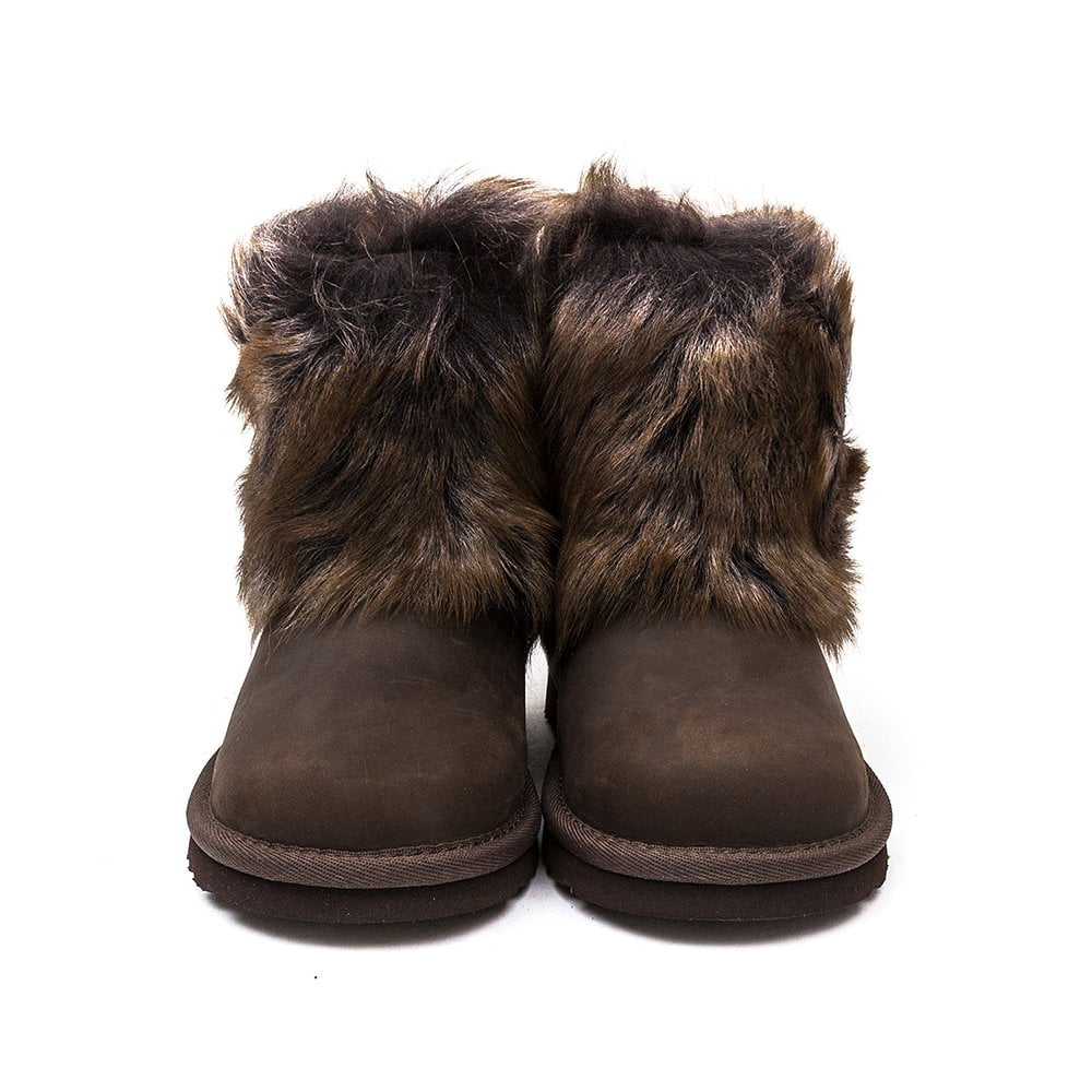 Ugg Kids Ellee Leather Boots Chocolate
