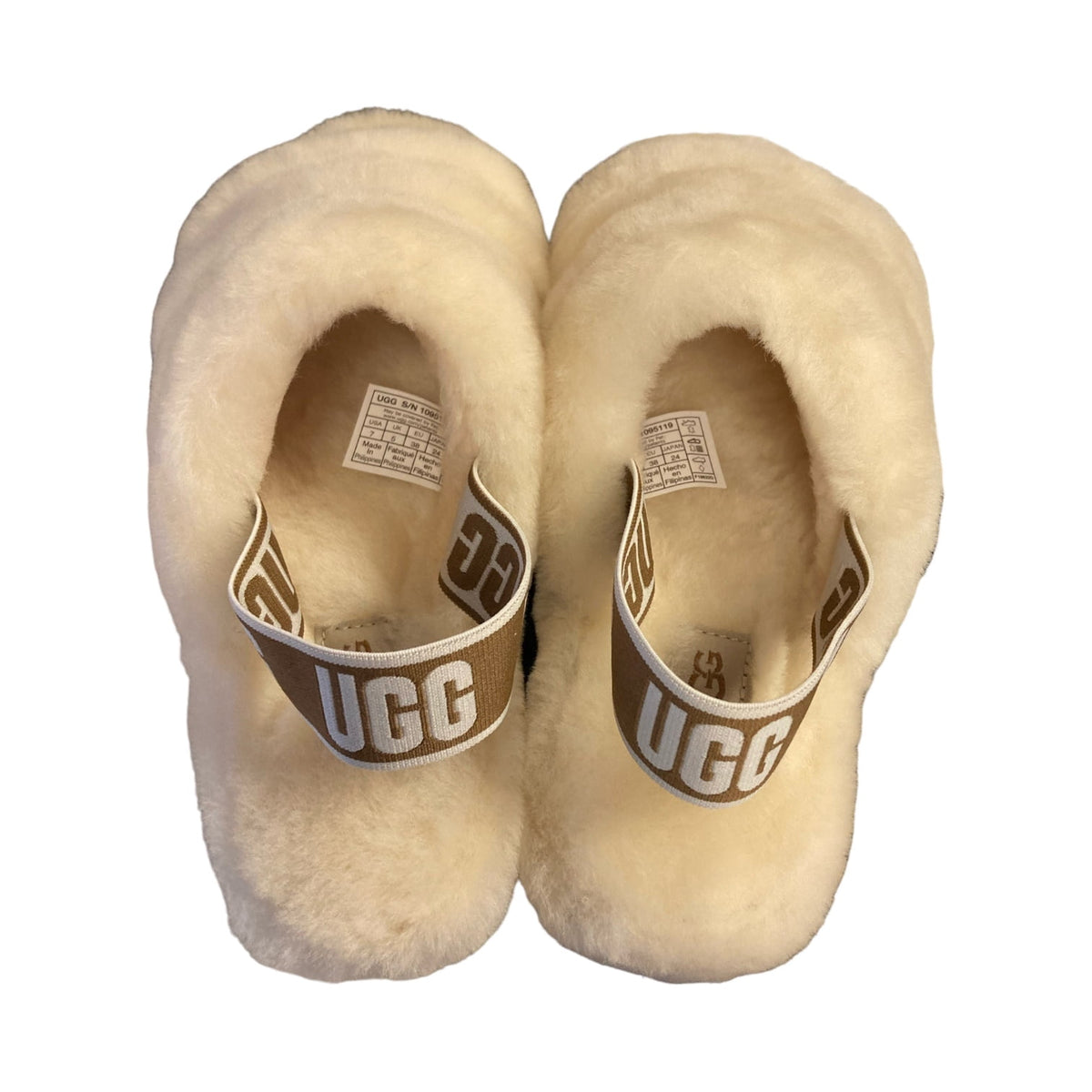 UGG Women's Fluff Yeah Slides Sheepskin Insole & Upper Slippers, 1095119 (Natural, 9)