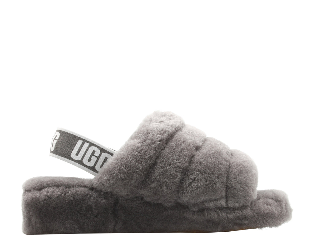 UGG Women's Fluff Yeah Slide in Charcoal, 11 US
