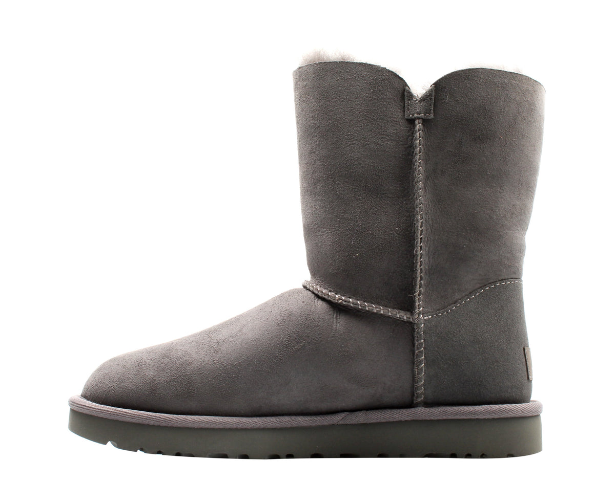 UGG Womens Grey Gray Cushioned Bailey Button Ii Leather Snow Boots 5