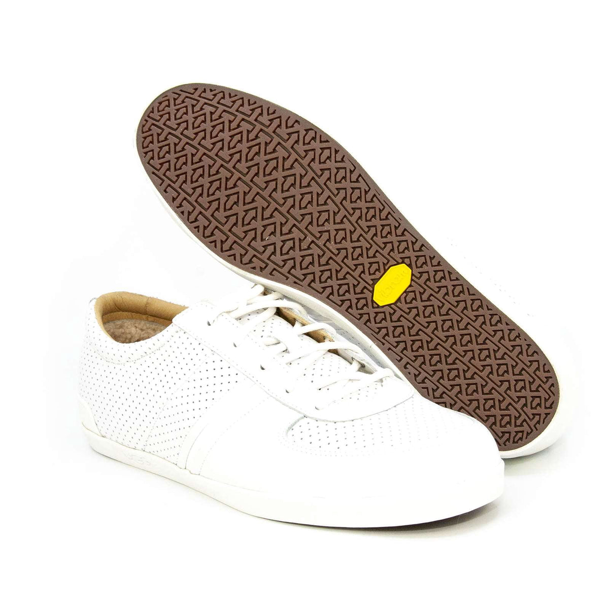 Ugg Men's Brook-Lin Perforated Leather Sneaker, White,9.5 M US
