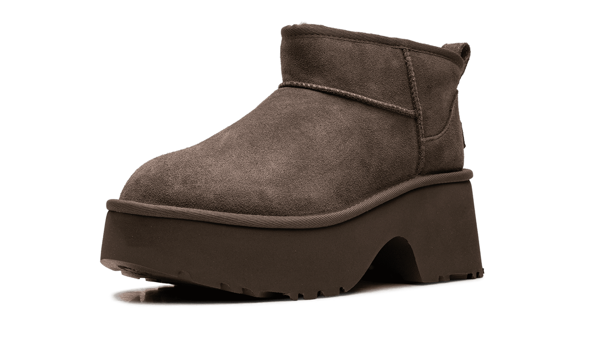 UGG WOMENS Classic Ultra Mini New Heights Boot Womens "Hickory" 1158311 HCK 1158311 HCK from Stadium Goods