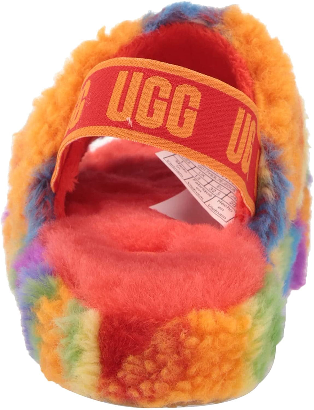 UGG Unisex-Child T Fluff Yeah Slide Cali Collage Slipper Toddler 1-4 Years 8 Toddler Rainbow Stripes