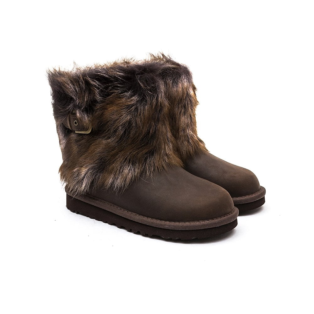 Ugg Kids Ellee Leather Boots Chocolate