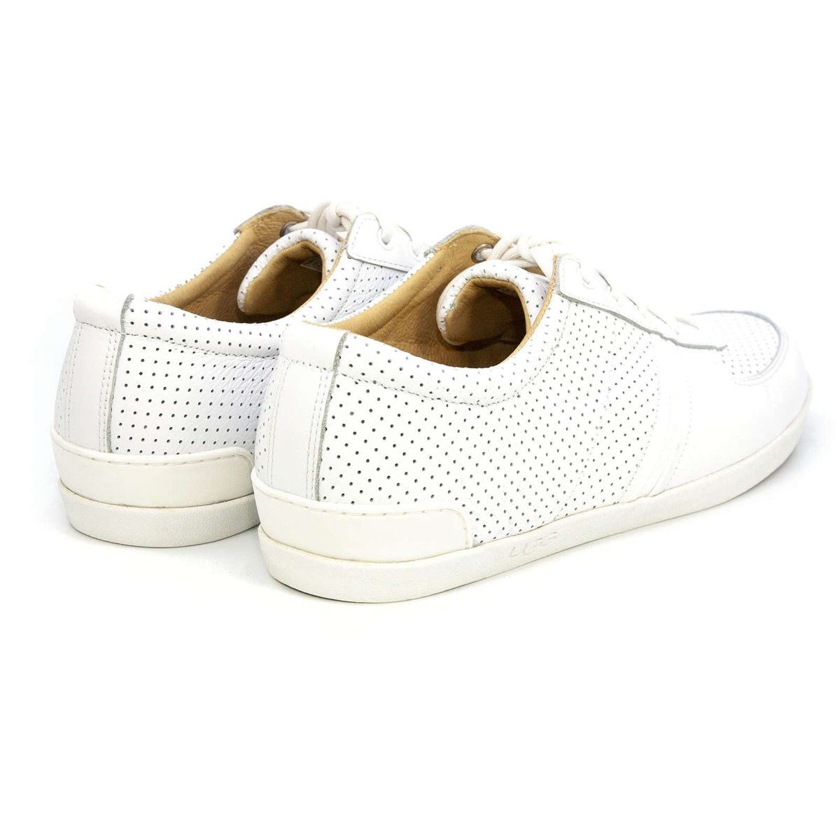 Ugg Men's Brook-Lin Perforated Leather Sneaker, White,9.5 M US