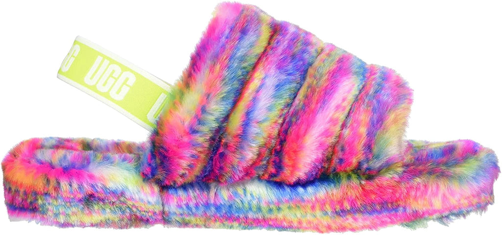 UGG Unisex-Child K Fluff Yeah Pixelate Slipper Big Kid 8-12 Years 6 Big Kid White