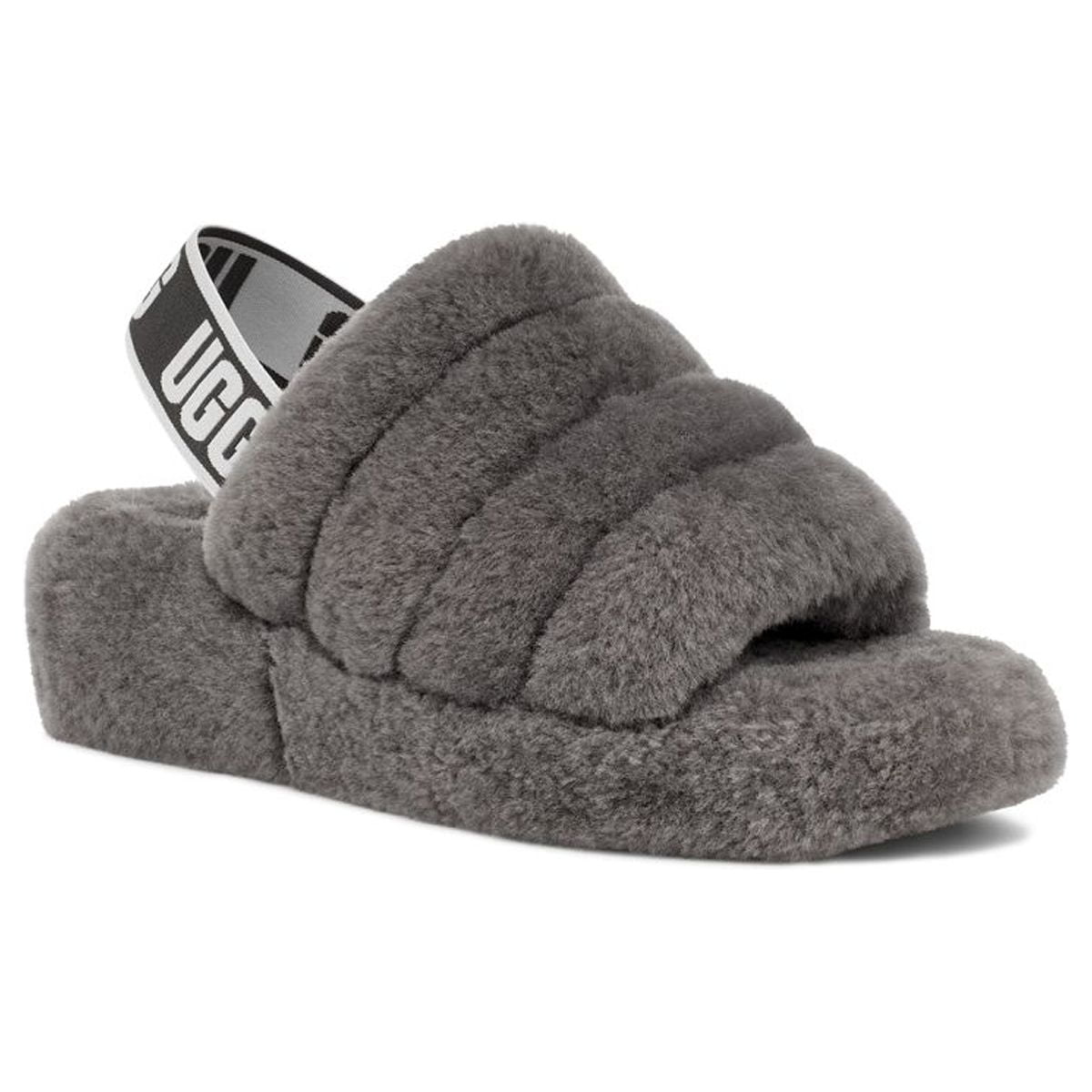 UGG Women's Fluff Yeah Slide in Charcoal, 11 US