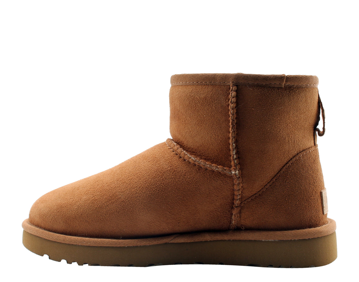 Ugg Women's Classic Mini II Leather Chestnut Ankle-High Suede Boot - 7M