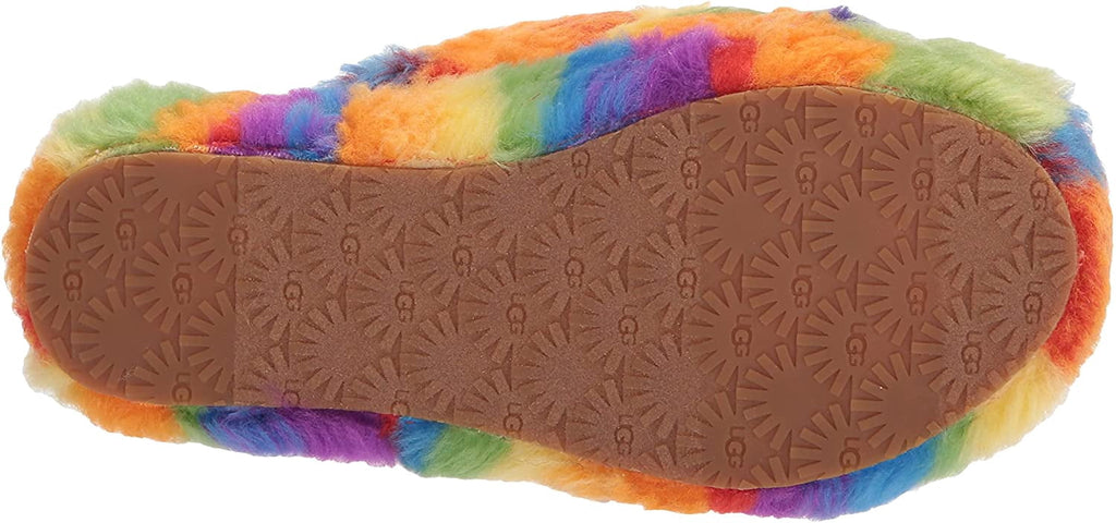 UGG Unisex-Child T Fluff Yeah Slide Cali Collage Slipper Little Kid 4-8 Years 3 Little Kid Rainbow Stripes