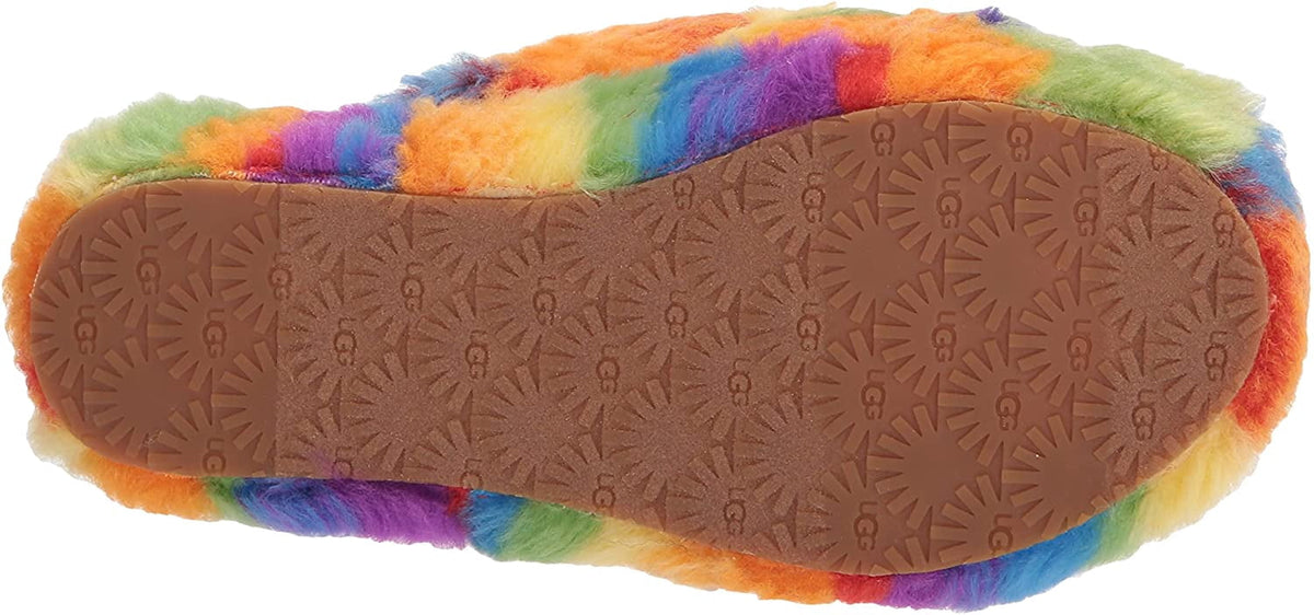 UGG Unisex-Child T Fluff Yeah Slide Cali Collage Slipper Little Kid 4-8 Years 3 Little Kid Rainbow Stripes